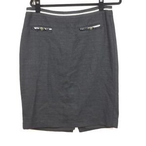 Talbots Womens 12 Black A Line Short Cotton Blend Zip Casual Classic Skirt